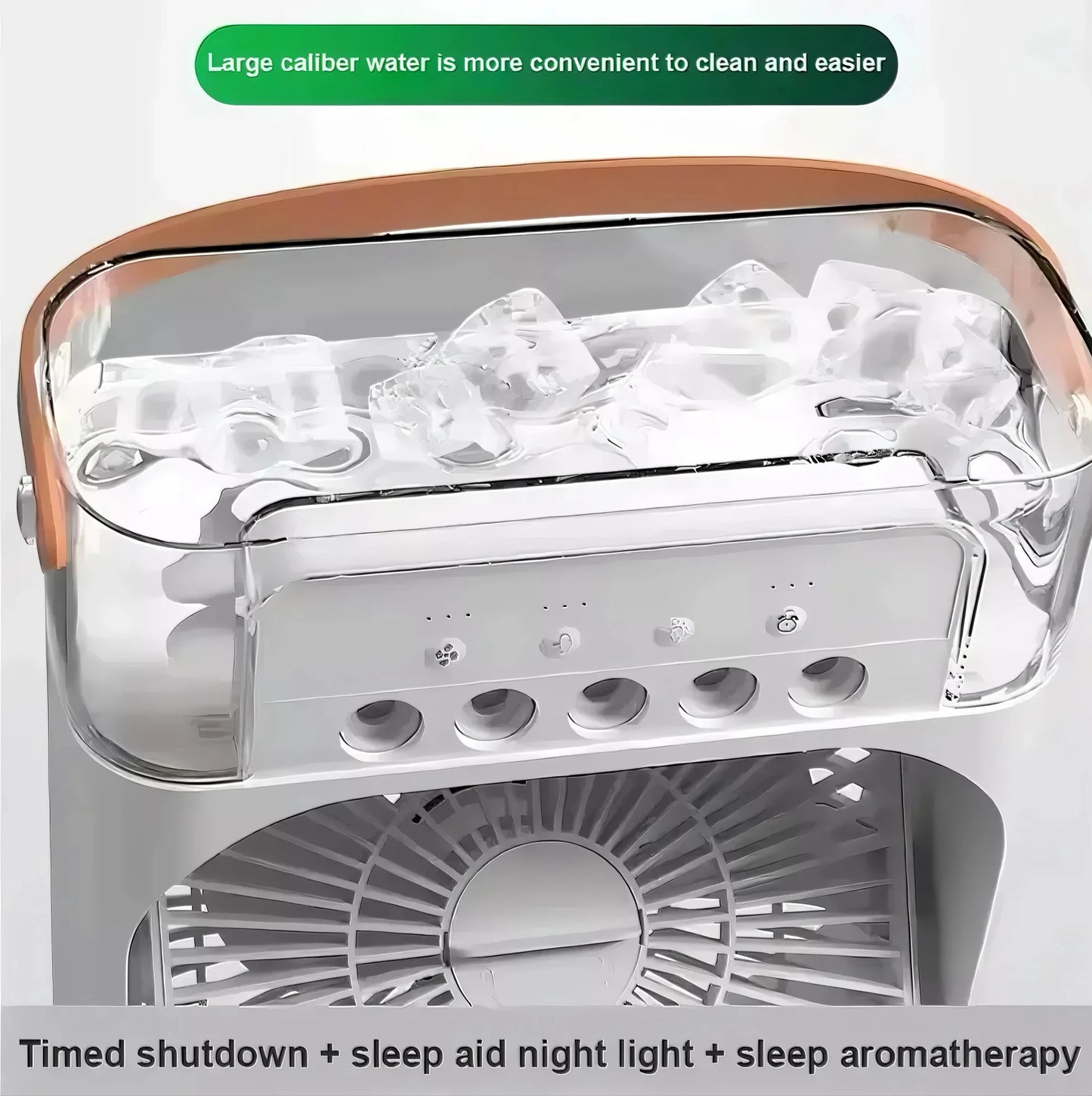 FrostyMate™ USB-C 7 LED night light, 5-hole humidifier, 1-3 hour timer portable fan.